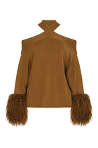 Criss-Cross Sweater With Shearling Cuffs